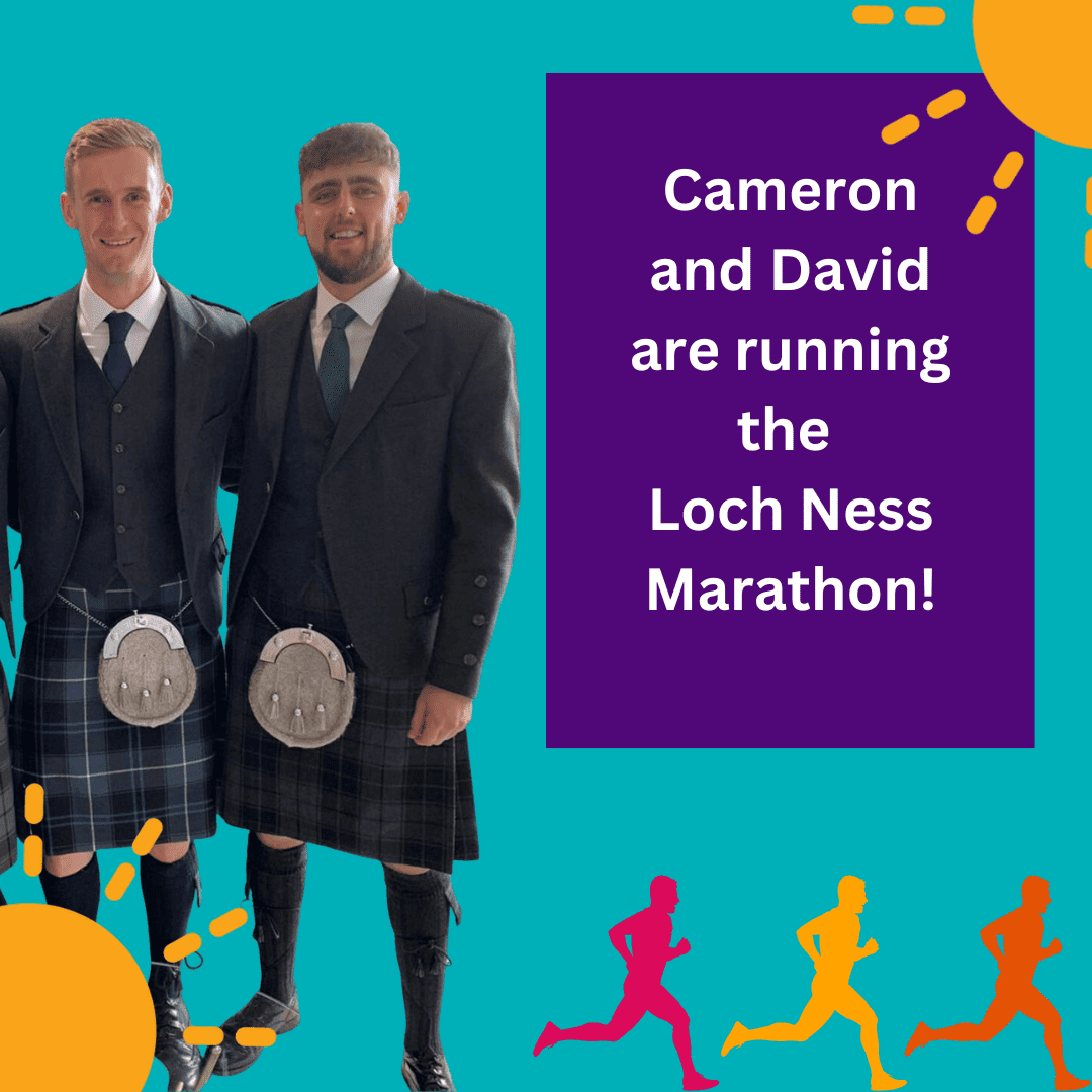 Image of David and Cameron who are running Loch Ness Marathon to raise money.