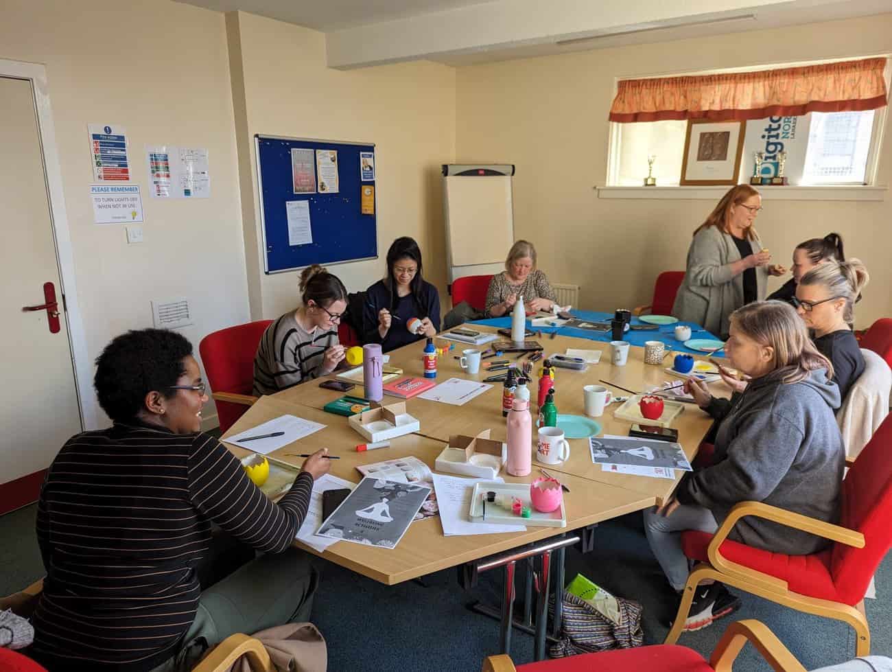 Image of Home-Start Volunteers and Staff doing some arts and crafts