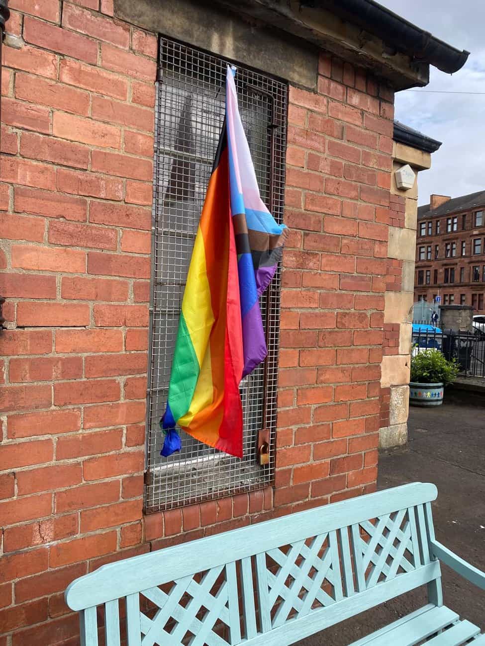 Image of wall with the Pride Flag 
