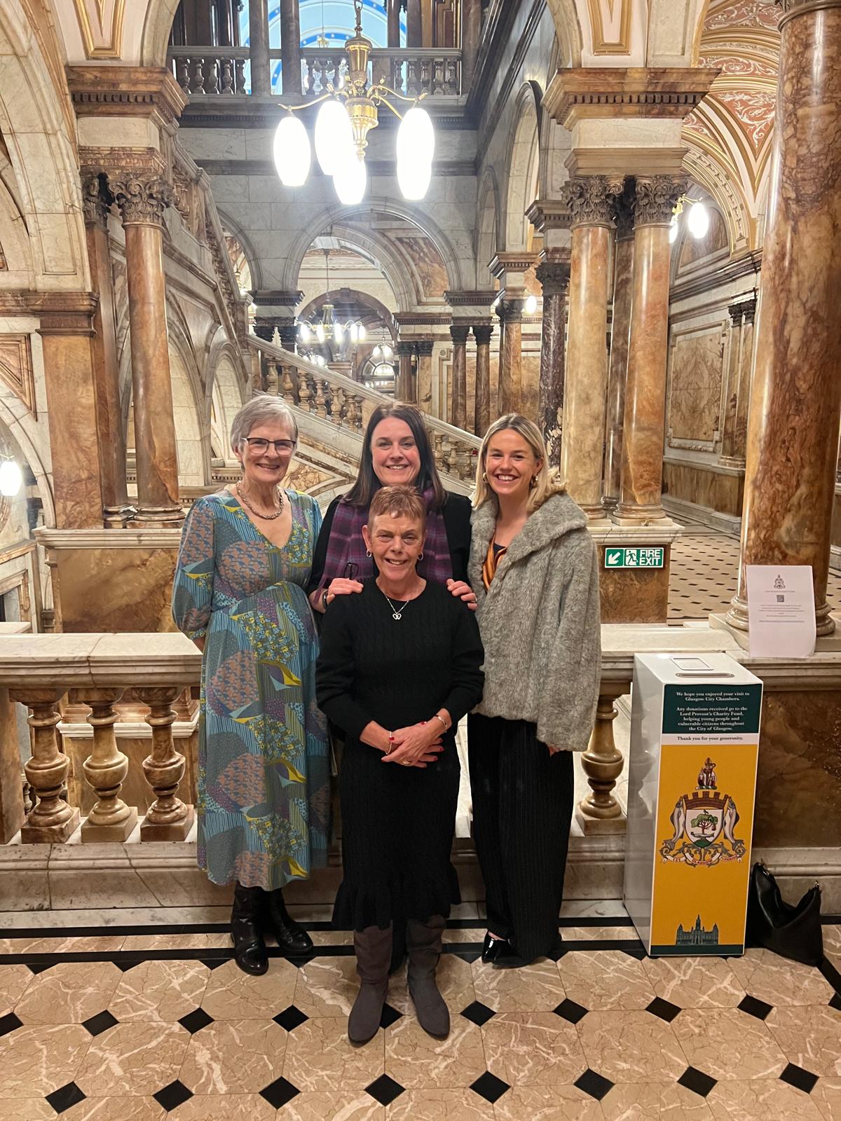Image of Volunteers Karen and Marilyn, Home-Start Staff Yvonne and Grace in the City Chambers.